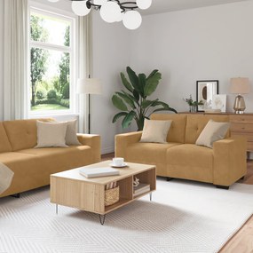 vidaXL Σετ Καναπέ 3 Τεμαχίων με Μαξιλάρια Καφέ Βελούδο