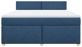 Κρεβάτι Boxspring με Στρώμα Μπλε 180x200 εκ. Υφασμάτινο - Μπλε