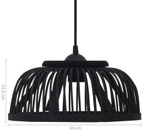 vidaXL Φωτιστικό Κρεμαστό Ημικυκλικό Μαύρο 34x14,5 εκ Μπαμπού 40 W E27
