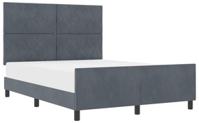 vidaXL Κρεβάτι  Σκούρο Γκρι 140x200 εκ Βελούδο