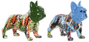 Διακοσμητική Φιγούρα Home ESPRIT Μπλε Πράσινο Πολύχρωμο Σκύλος (x2)