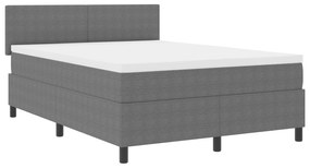 vidaXL Κρεβάτι με Βάση και Στρώμα & Φως LED Γκρι 140x200 cm Ύφασμα Κορδούρα