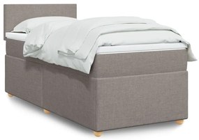 vidaXL Κρεβάτι Boxspring με Στρώμα Taupe 90x200 εκ. Υφασμάτινο