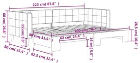 Καναπές Κρεβάτι Συρόμενος Μαύρος 80 x 200 εκ. Βελούδινος - Μαύρο