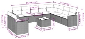 vidaXL Σαλόνι Κήπου 11 Τεμαχίων Καφέ από Συνθετικό Ρατάν με Μαξιλάρια