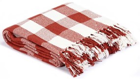 vidaXL Ριχτάρι Καρό Κεραμιδί 220 x 250 εκ. Βαμβακερό