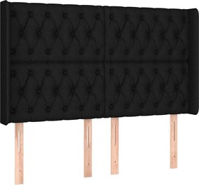 vidaXL Κρεβάτι Boxspring με Στρώμα &amp; LED Μαύρο 160x200 εκ. Υφασμάτινο