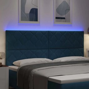 vidaXL LED κεφαλάρι Σκούρο Μπλε 200 cm Βελούδο