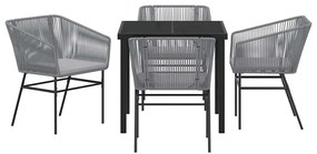 vidaXL Σέτ φαγητού για κήπο 5 pcs Γκρι Πολυ ράταν