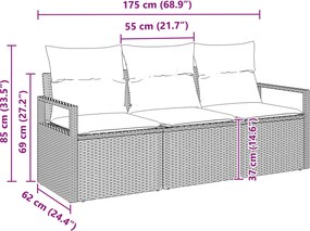 vidaXL Σετ Καναπέ 3 pcs Γκρι συνθετικό ρατάν