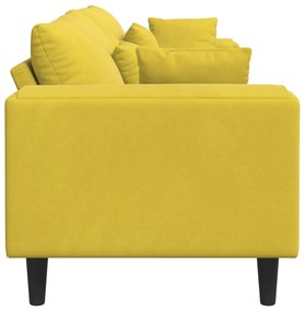 vidaXL Βελούδινος καναπές με μαξιλάρι Κίτρινο 210 cm Βελούδο