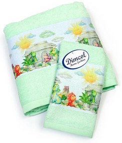 Πετσέτες Βρεφικές Dinosaurs 313 (Σετ 2τμχ) Mint DimCol Towels Set 70x140cm 100% Βαμβάκι