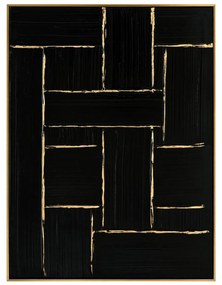 WALL PAINTING  WITH BEIGE PS FRAME-BLACK CANVAS-HANDMADE 62x4,5x82Hcm.