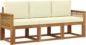 vidaXL Σειρά Καναπέ Εξωτερικού 3 pcs Φυσικό και Κρέμα Πολυεστέρας