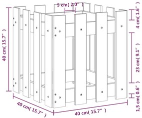 Ζαρντινιέρα με Σχ. Φράχτη 40x40x40 εκ. Μασίφ Ξύλο Ψευδοτσούγκας - Καφέ