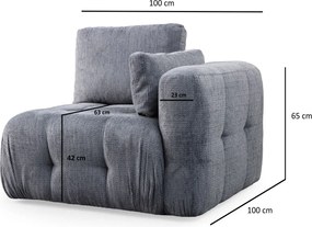 Corner Sofa Amaris 2 Seater With Pouffe - Grey Grey
