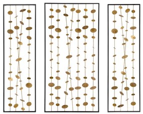 Artekko Wall Art Διακοσμητικό Τοίχου Μεταλλικό Μαύρο Χρυσό (59.7x7.6x116.8)cm Σετ/3