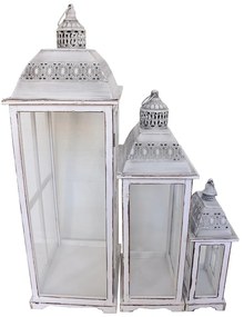 Φανάρι Jux Inart σετ 3τεμ αλουμίνιο σε white washed απόχρωση