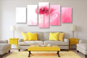 Εικόνα 5 τμημάτων ροζ λουλούδι σε ενδιαφέρον σχέδιο - 100x50