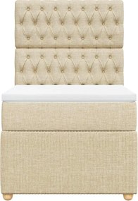 vidaXL Κρεβάτι Boxspring με Στρώμα Κρεμ 90x190 εκ.Υφασμάτινο