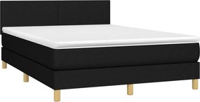 vidaXL Κρεβάτι Boxspring με Στρώμα Μαύρο 140x200 εκ. Υφασμάτινο