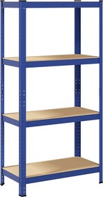 vidaXL Ραφιέρα 4 Επιπέδων Μπλε από Ατσάλι &amp; Επεξεργασμένο Ξύλο