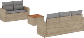 vidaXL Patio Sofa Set 5-θέσια Μίξη μπεζ και ανοιχτό γκρι