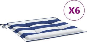 vidaXL Μαξιλάρια Καρέκλας 6 τεμ. Μπλε/Λευκό Ριγέ 40x40x4 εκ Υφασμάτινα