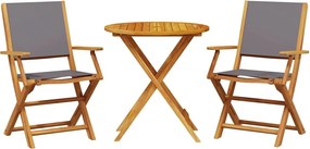 vidaXL Σετ Επίπλων Bistro 3 τεμ. Ανθρακί Ύφασμα/Μασίφ Πεύκου