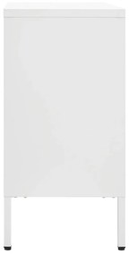 Μπουφές Λευκός 105 x 35 x 70 εκ. από Ατσάλι και Ψημένο Γυαλί - Λευκό