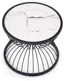 KIM coffee table top - white marble, frame - black DIOMMI V-CH-KIM-LAW