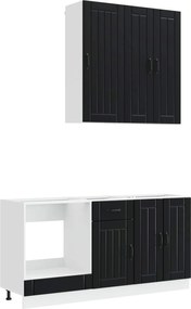 vidaXL Μονάδα κουζίνας LUCCA 5 pcs Μαύρο Επεξεργασμένο Ξύλο