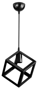 GloboStar® DISE 203-0274 Μοντέρνο Κρεμαστό Φωτιστικό Κύβος Μονόφωτο 1 x E27 IP20 Μαύρο Πλαστικό - Μ22 x Π22 x Υ24cm