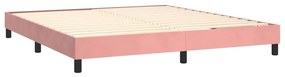 vidaXL Κρεβάτι Boxspring με Στρώμα & LED Ροζ 180x200 εκ. Βελούδινο