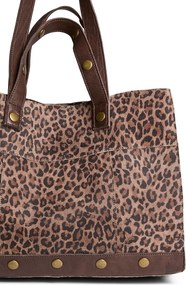 Μεγάλη shopper τσάντα από δέρμα με λεοπάρ τύπωμα, Ava