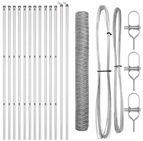 vidaXL Στύλος Περιφράξεων Ασημί 25 x 1 μ (36 mm πλέγμα) Ατσάλι