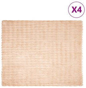vidaXL Ψεύτικη κουβέρτα από κουνέλι 4 pcs Μπεζ 130 x 150 cm