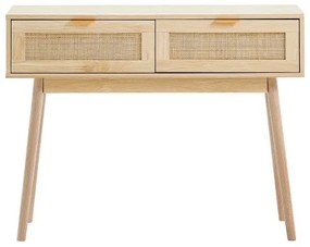 VEVOR Rattan Console Table with 2 Storage Drawers Rattan Sliding Door Natural
