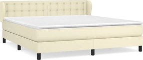 vidaXL Κρεβάτι Boxspring με Στρώμα Κρεμ 180x200 εκ. Συνθετικό Δέρμα