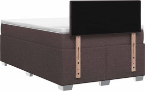 vidaXL Κρεβάτι Box Spring με Στρώμα και LED Σκούρο Καφέ 120 x 190 cm