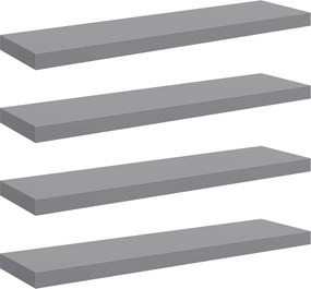 vidaXL Ράφια Τοίχου 4 τεμ. Γκρι 90x23,5x3,8 εκ. MDF