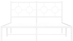 Πλαίσιο Κρεβατιού με Κεφαλάρι Λευκό 140x190 εκ. Μεταλλικό - Λευκό