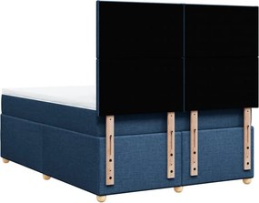 vidaXL Κρεβάτι Boxspring με Στρώμα Μπλε 140x200 εκ. Υφασμάτινο