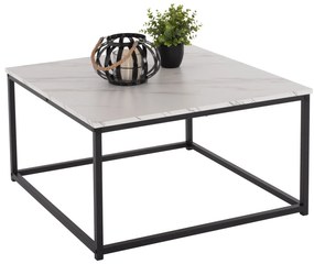 ΤΡΑΠΕΖΙ ΣΑΛΟΝΙΟΥ FB98942.12 ΜΕΛΑΜΙΝΗ ΛΕΥΚΟ ΜΑΡΜΑΡΟ-ΜΑΥΡΗ ΒΑΣΗ 75x75x43Υεκ. 0534676