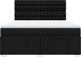 vidaXL Κρεβάτι Boxspring με Στρώμα Μαύρο 180x200 εκ. Υφασμάτινο