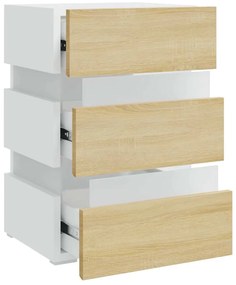 vidaXL Κομοδίνο με LED Λευκό/Sonoma Δρυς 45x35x67 εκ. Επεξεργασμ. Ξύλο