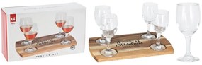 Σετ ποτήρια κρασιού με ξύλινο δίσκο Excellent Houseware - 5 τεμάχια