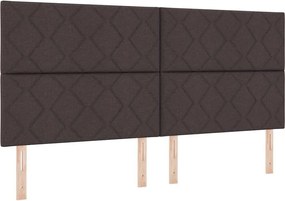 vidaXL LED Κρεβάτι με βάθρο Σκούρο Καφέ 200 x 200 cm ύφασμα