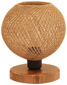 Φωτιστικό επιτραπέζιο Bonnie Megapap E27 κλωστή/Mdf χρώμα φυσικό/καφέ 19x15x22εκ.