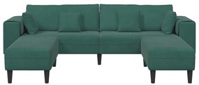 vidaXL Βελούδινος καναπές 3 pcs Σκούρο Πράσινο 208 εκ. Βελούδο